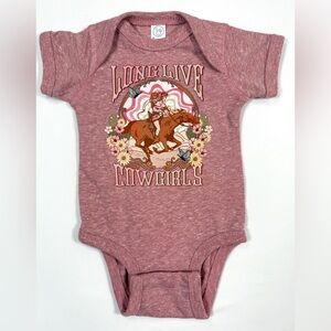 RABBIT SKINS BY LAT‎ APPAREL Newborn Girls’ “Long Live Cowgirls” Pink One Piece